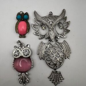 3 Owl Necklace slides pendants